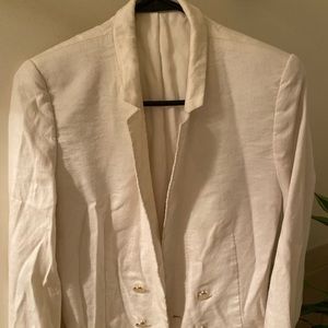 The kooples white linen blazer gold buttons